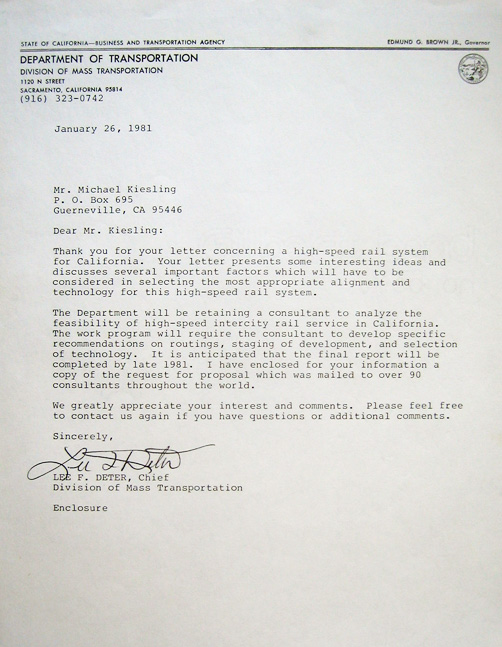 1981 RFP Cover Letter